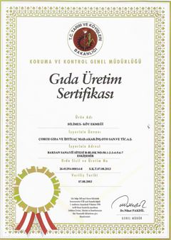 Dilimex Köy Ekmeği Gıda Üretim Sertifikası