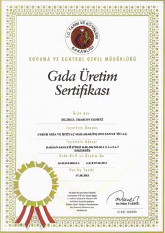 Dilimex Trabzon Ekmeği Gıda Üretim Sertifikası
