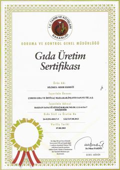 Dilimex Mısır Ekmeği Gıda Üretim Sertifikası