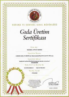 Dilimex Sütlü Ekmek Gıda Üretim Sertifikası